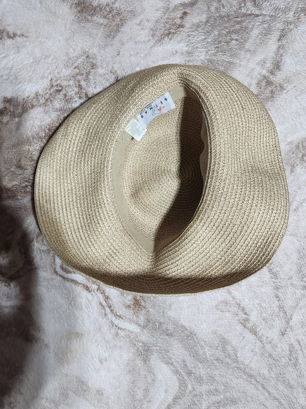 BETMAR New York Wide Brim Sun Hat Natural Straw Blend Floppy Hat Beige